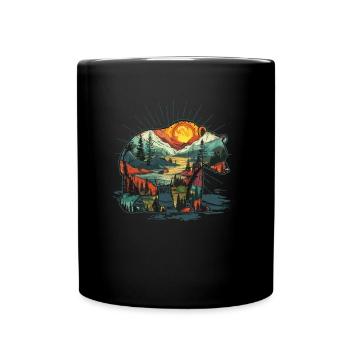 Wildnis im Inneren des Bären Retro Vintage - Tasse einfarbig - Schwarz - Vorne