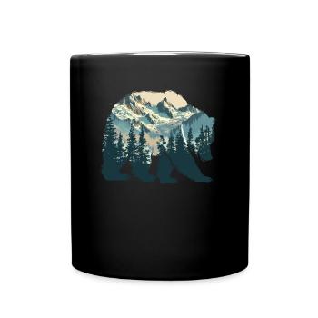 Wildnis im Inneren des Bären Retro Vintage - Tasse einfarbig - Schwarz - Vorne