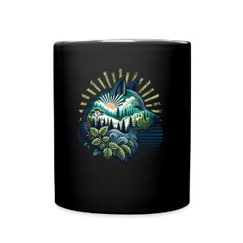 Wildnis im Inneren des Bären Retro Vintage - Tasse einfarbig - Schwarz - Vorne