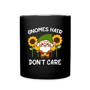 Gnomes Hair Don ́t Care Funny Gardening Gnome - Full Colour Mug - black - Front