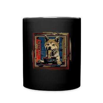 Motif Chien Manga Ramen Nouille Chien Anime Art - Mug uni - noir - Devant