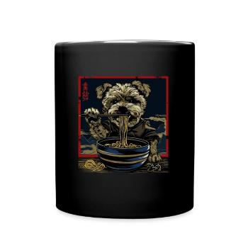 Motif Chien Manga Ramen Nouille Chien Anime Art - Mug uni - noir - Devant