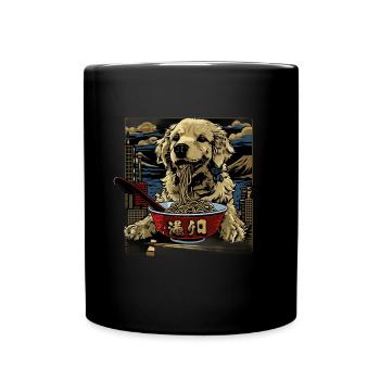 Motif Chien Manga Ramen Nouille Chien Anime Art - Mug uni - noir - Devant