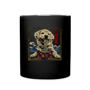 Motif Chien Manga Ramen Nouille Chien Anime Art - Mug uni - noir - Devant