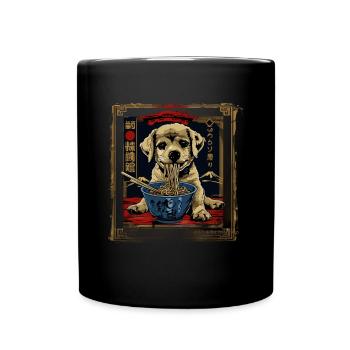 Motif Chien Manga Ramen Nouille Chien Anime Art - Mug uni - noir - Devant