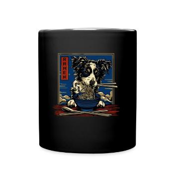 Motif Chien Manga Ramen Nouille Chien Anime Art - Mug uni - noir - Devant