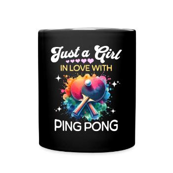 Ping Pong Mädchen - Tasse einfarbig - Schwarz - Vorne
