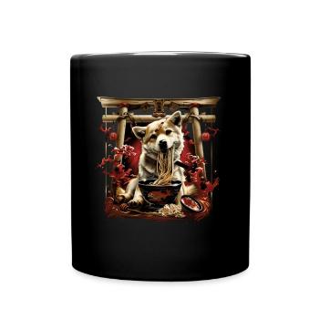 Motif Chien Manga Ramen Nouille Chien Anime Art - Mug uni - noir - Devant