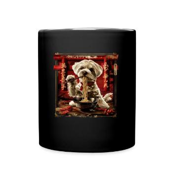 Motif Chien Manga Ramen Nouille Chien Anime Art - Mug uni - noir - Devant