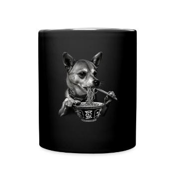 Motif Chien Manga Ramen Nouille Chien Anime Art - Mug uni - noir - Devant