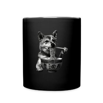Motif Chien Manga Ramen Nouille Chien Anime Art - Mug uni - noir - Devant