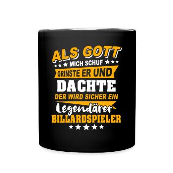 Billardspieler Billard - Tasse einfarbig - Schwarz - Vorne