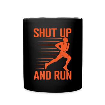Running Shut Up & Run Marathon Runner - Tasse einfarbig - Schwarz - Vorne