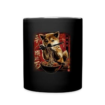 Motif Chien Manga Ramen Nouille Chien Anime Art - Mug uni - noir - Devant
