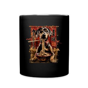 Motif Chien Manga Ramen Nouille Chien Anime Art - Mug uni - noir - Devant