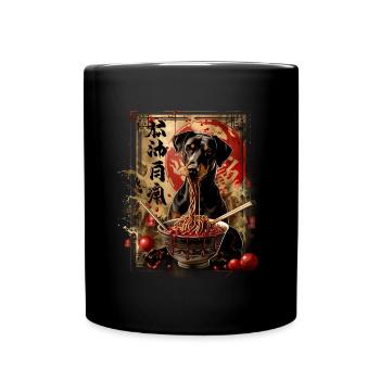 Motif Chien Manga Ramen Nouille Chien Anime Art - Mug uni - noir - Devant
