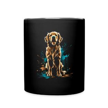 Lustige Golden Retriever Hund Kunst Hundebesitzer - Tasse einfarbig - Schwarz - Vorne