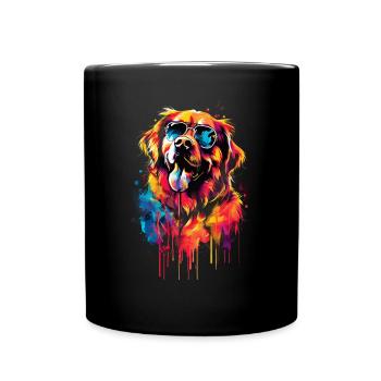 Lustige Golden Retriever Hund Kunst Hundebesitzer - Tasse einfarbig - Schwarz - Vorne