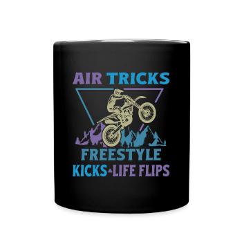 Dirt Biker Riding Air Tricks Freestyle Dirt Bike - Tasse einfarbig - Schwarz - Vorne