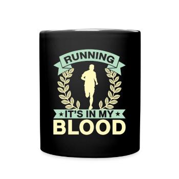 Running It´s In My Blood Marathon Runner Gift - Tasse einfarbig - Schwarz - Vorne