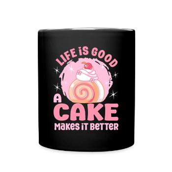 Pâtissier La vie est bonne Le gâteau fait meilleur cadeau - Mug uni - noir - Devant
