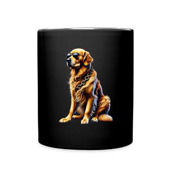 Lustige Golden Retriever Hund Kunst Hundebesitzer - Tasse einfarbig - Schwarz - Vorne