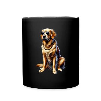 Lustige Golden Retriever Hund Kunst Hundebesitzer - Tasse einfarbig - Schwarz - Vorne