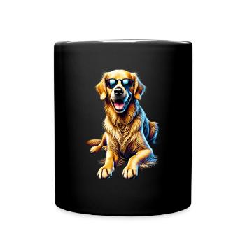 Lustige Golden Retriever Hund Kunst Hundebesitzer - Tasse einfarbig - Schwarz - Vorne