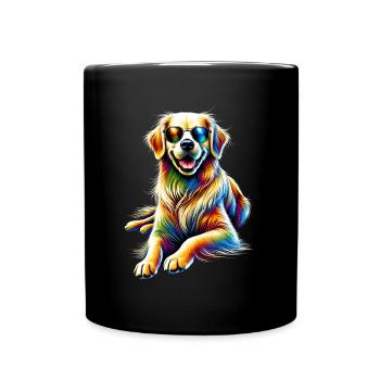 Lustige Golden Retriever Hund Kunst Hundebesitzer - Tasse einfarbig - Schwarz - Vorne