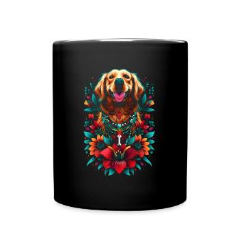Funny Golden Retriever Dog Art Dog Owner - Full Colour Mug - black - Front
