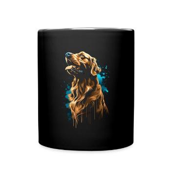 Lustige Golden Retriever Hund Kunst Hundebesitzer - Tasse einfarbig - Schwarz - Vorne