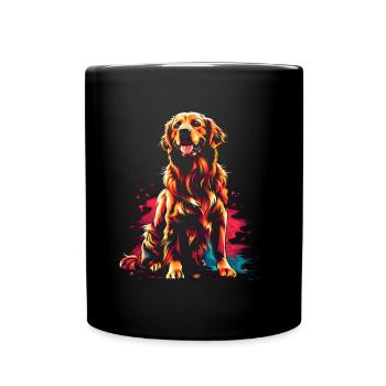 Lustige Golden Retriever Hund Kunst Hundebesitzer - Tasse einfarbig - Schwarz - Vorne