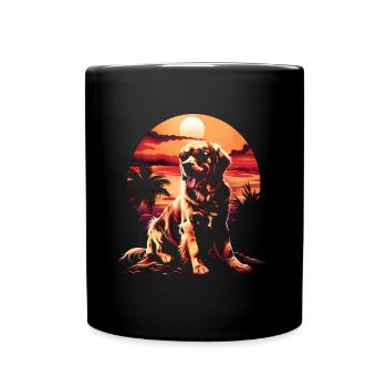 Lustige Golden Retriever Hund Kunst Hundebesitzer - Tasse einfarbig - Schwarz - Vorne
