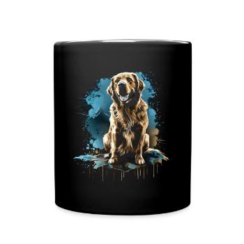 Lustige Golden Retriever Hund Kunst Hundebesitzer - Tasse einfarbig - Schwarz - Vorne