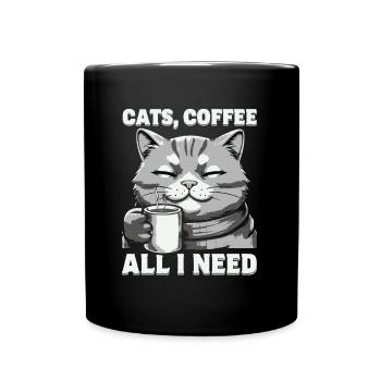 Lustiges Katze Kunst Katzenbesitzer Katzen Kaffee - Tasse einfarbig - Schwarz - Vorne