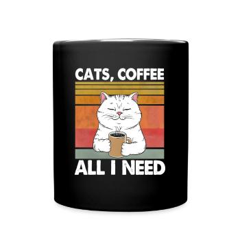 Lustiges Katze Kunst Katzenbesitzer Katzen Kaffee - Tasse einfarbig - Schwarz - Vorne