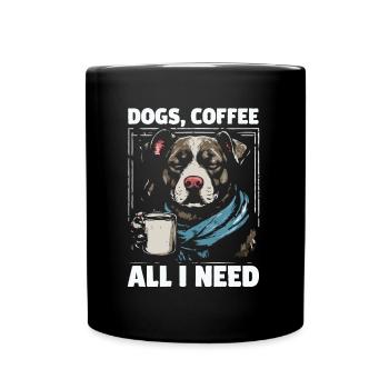 Funny Dog Art Dog Owner Dogs Coffee - Full Colour Mug - black - Front