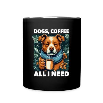 Funny Dog Art Dog Owner Dogs Coffee - Full Colour Mug - black - Front
