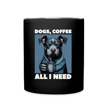 Funny Dog Art Dog Owner Dogs Coffee - Full Colour Mug - black - Front