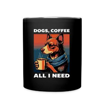 Funny Dog Art Dog Owner Dogs Coffee - Full Colour Mug - black - Front