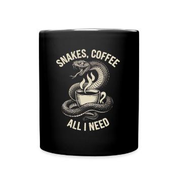 Lustiges Schlangen Kunst Schlange Kaffee Reptilien - Tasse einfarbig - Schwarz - Vorne
