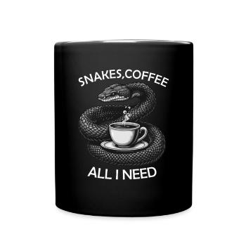 Lustiges Schlangen Kunst Schlange Kaffee Reptilien - Tasse einfarbig - Schwarz - Vorne