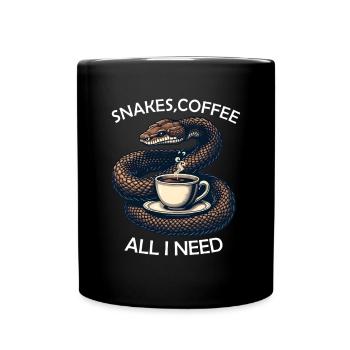 Lustiges Schlangen Kunst Schlange Kaffee Reptilien - Tasse einfarbig - Schwarz - Vorne