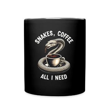 Lustiges Schlangen Kunst Schlange Kaffee Reptilien - Tasse einfarbig - Schwarz - Vorne
