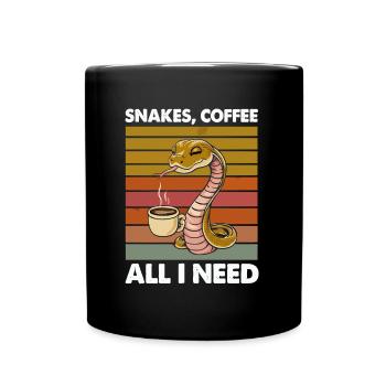 Lustiges Schlangen Kunst Schlange Kaffee Reptilien - Tasse einfarbig - Schwarz - Vorne