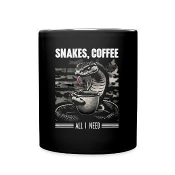 Lustiges Schlangen Kunst Schlange Kaffee Reptilien - Tasse einfarbig - Schwarz - Vorne