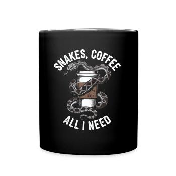Lustiges Schlangen Kunst Schlange Kaffee Reptilien - Tasse einfarbig - Schwarz - Vorne