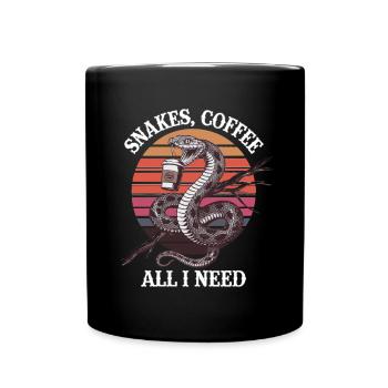 Lustiges Schlangen Kunst Schlange Kaffee Reptilien - Tasse einfarbig - Schwarz - Vorne