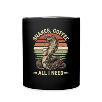Lustiges Schlangen Kunst Schlange Kaffee Reptilien - Tasse einfarbig - Schwarz - Vorne