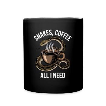 Lustiges Schlangen Kunst Schlange Kaffee Reptilien - Tasse einfarbig - Schwarz - Vorne